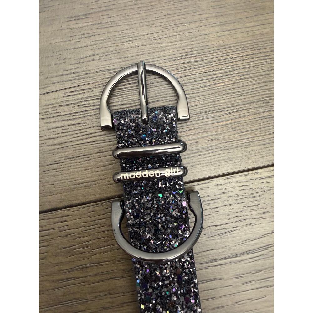 Madden Girl Black Glitter Belt - Picture 2 of 3